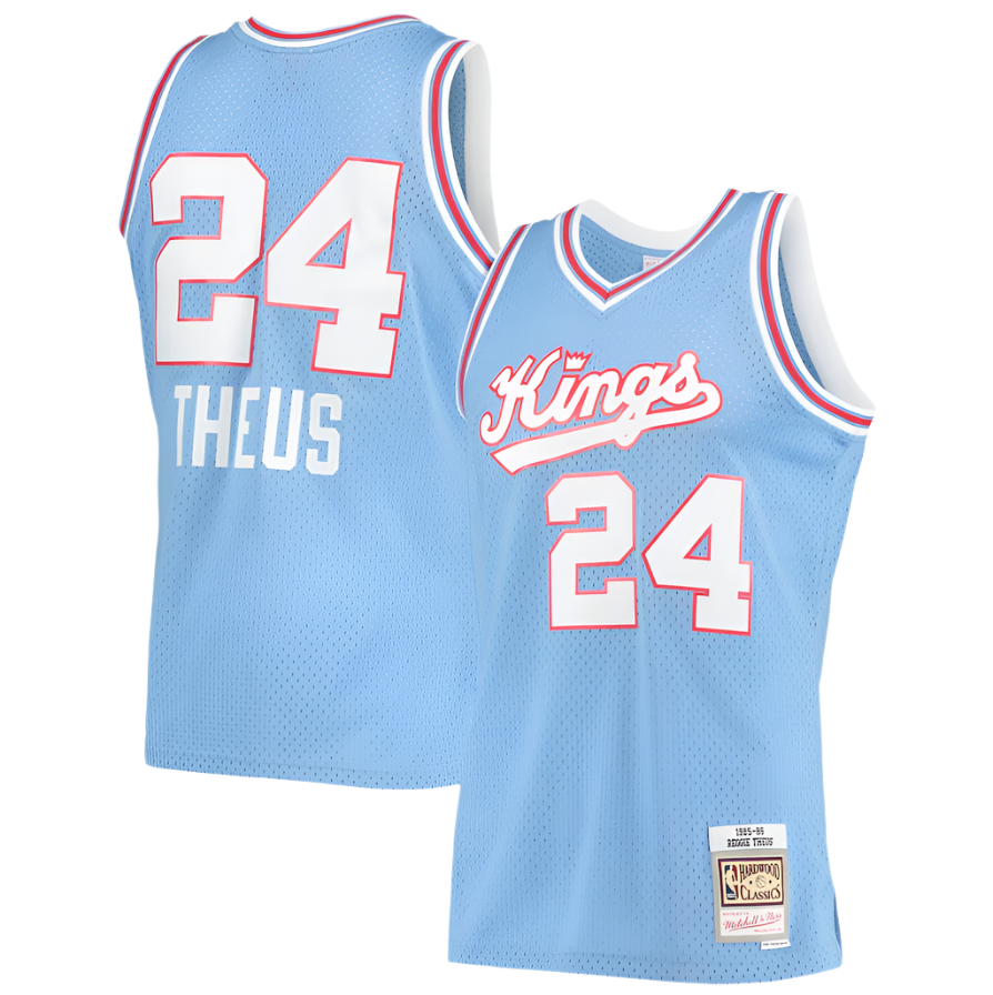 Men's Reggie Theus Sacramento Kings 1985-86 Powder Blue Swingman Replica Jersey By Mitchell & Ness