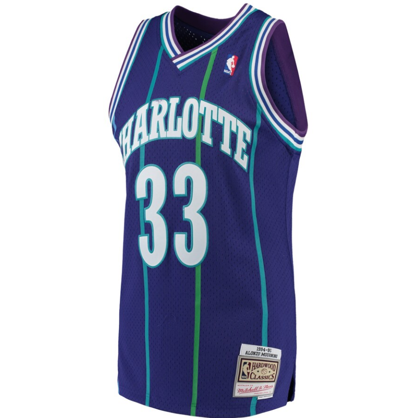 Men's Alonzo Mourning Charlotte Hornets 1994-95 Purple Swingman Replica Jersey By Mitchell & Nessi