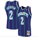 Men's Larry Johnson Charlotte Hornets 1994-95 Purple Swingman Replica Jersey By Mitchell & Ness
