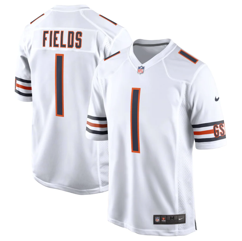 Chicago Bears Justin Fields Youth Nike White Replica Game Jersey