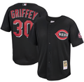 Men's Cincinnati Reds Ken Griffey Jr. Mitchell & Ness Black Cooperstown Collection Batting Practice Jersey