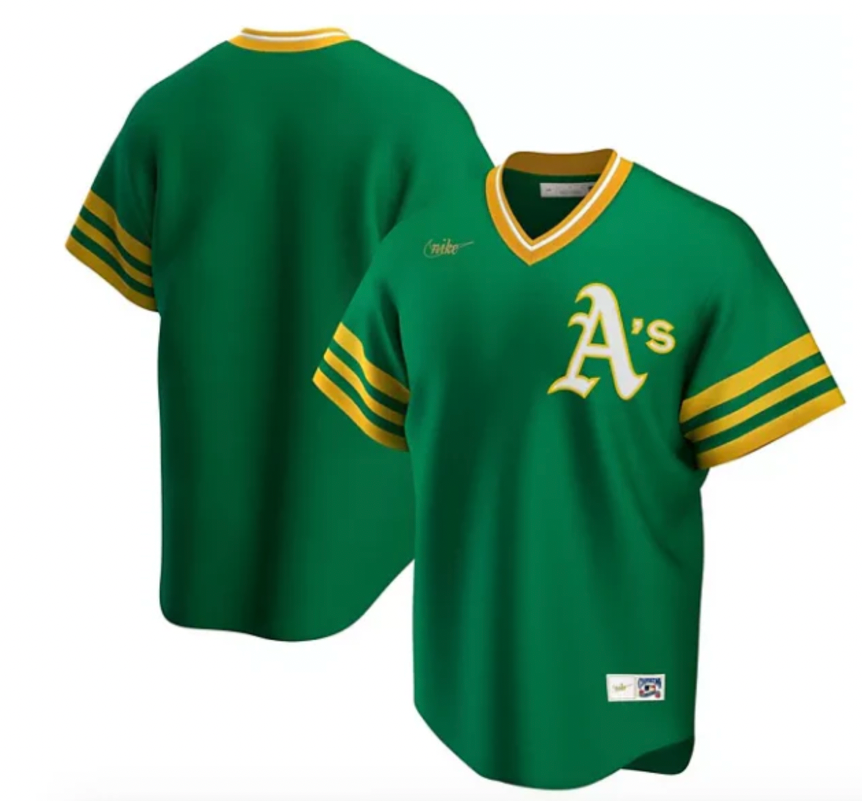 Men's Oakland Athletics Nike Kelly Green Road Cooperstown Collection Team Jersey