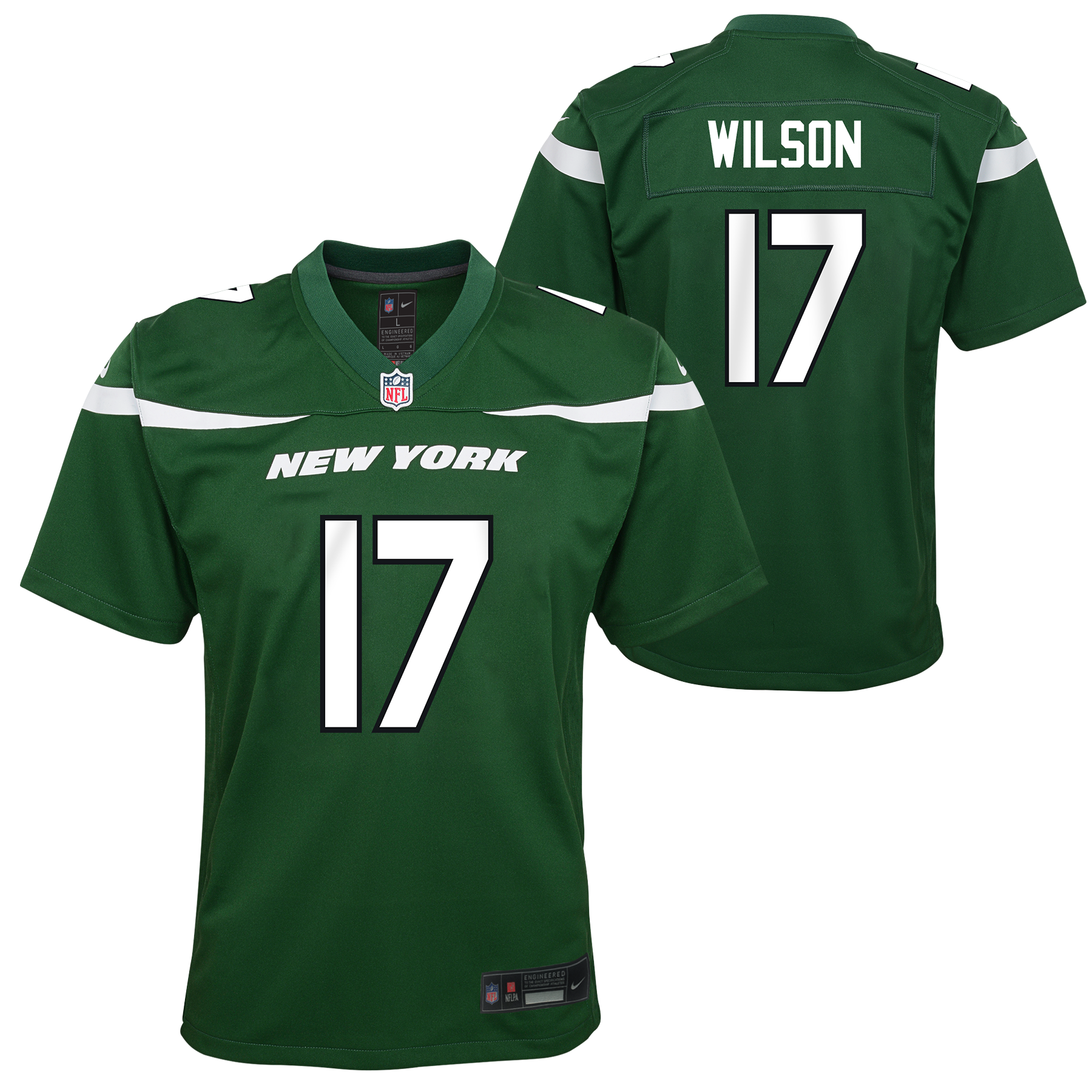 Youth Garrett Wilson New York Jets Nike Green Game Replica Jersey