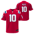 Youth Drake Maye New England Patriots Nike Red Alternate Jersey