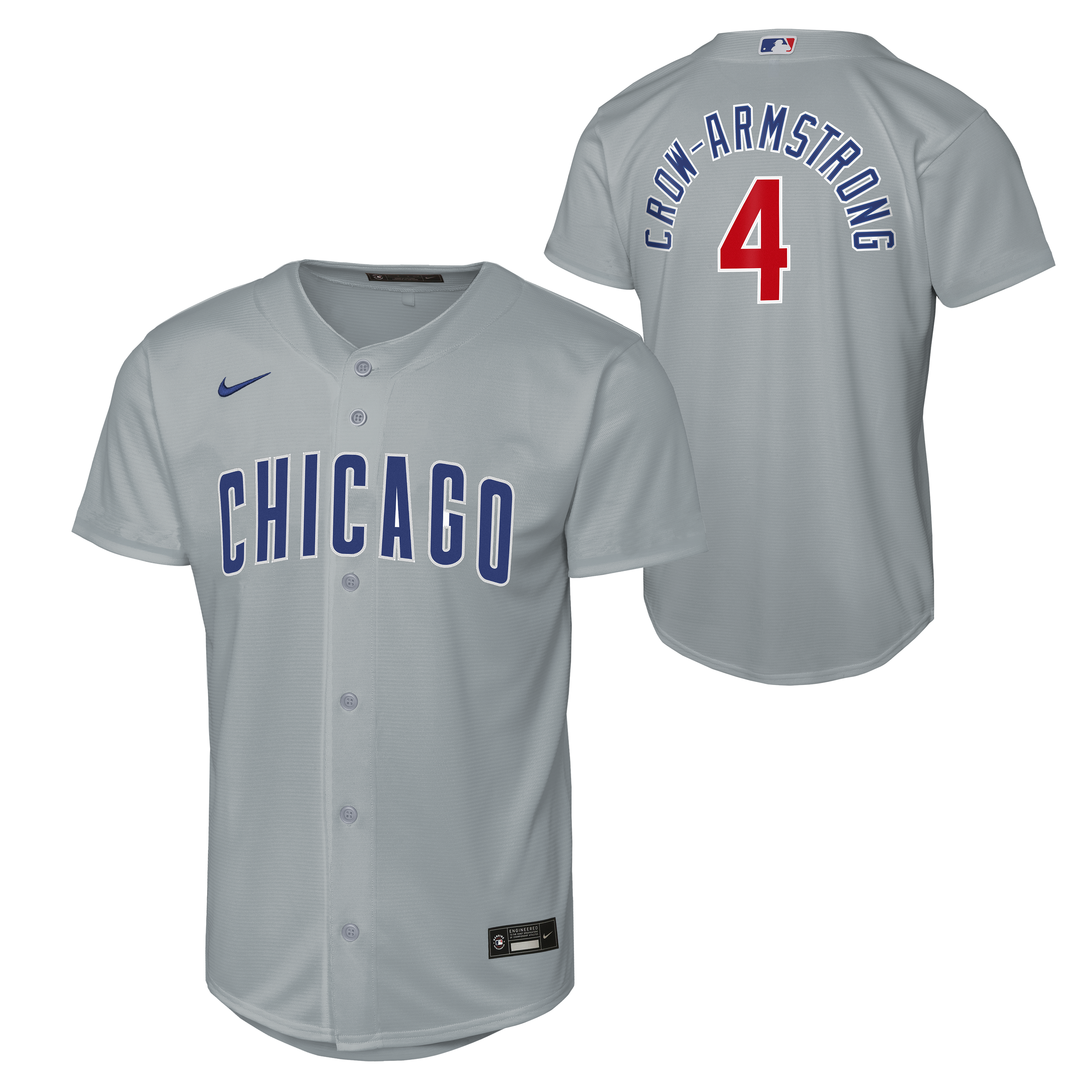 NIKE Youth Chicago Cubs Pete Crow-Armstrong Road Grey Baseline Replica Jersey