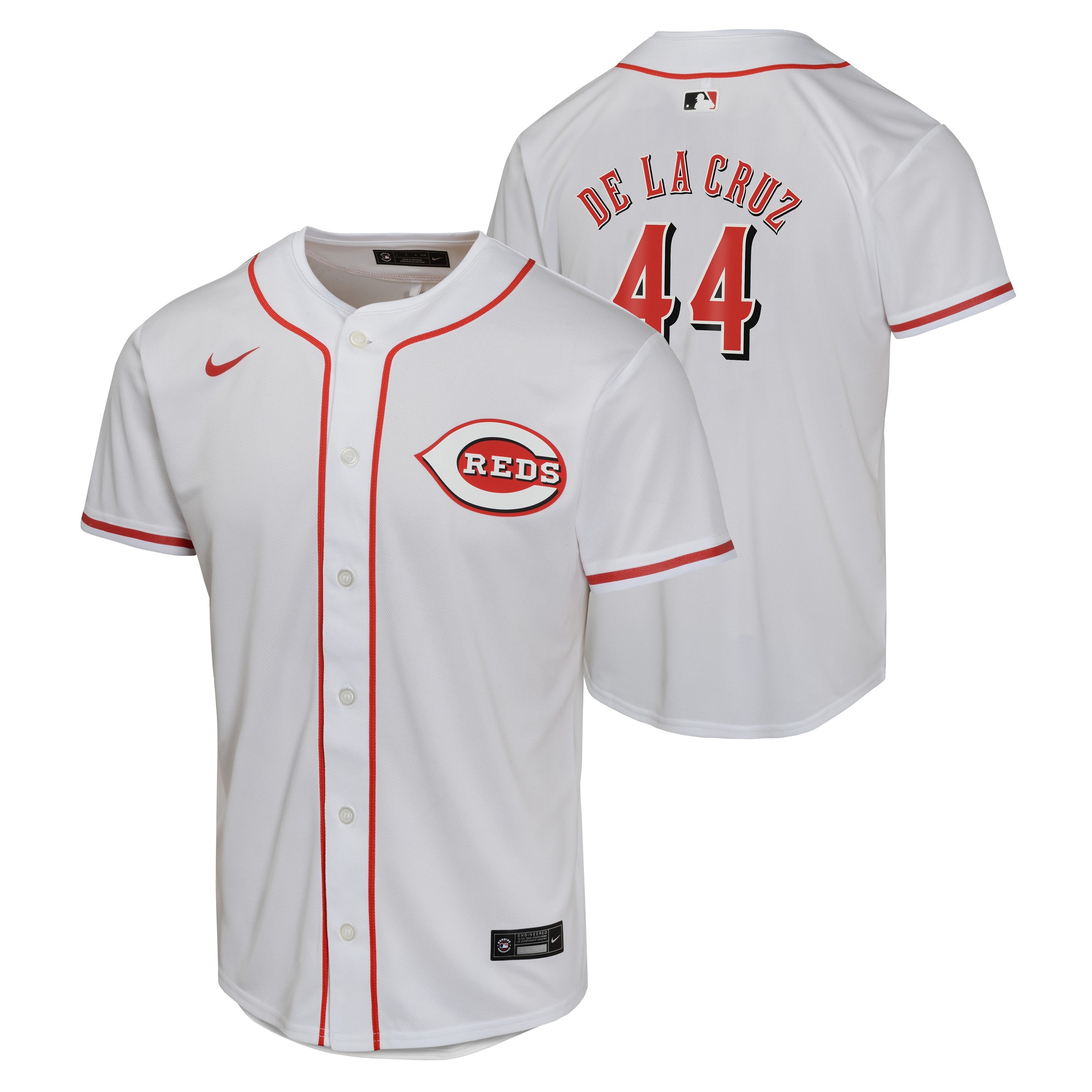 Youth Elly De La Cruz Cincinnati Reds NIKE White Home Game Replica Jersey