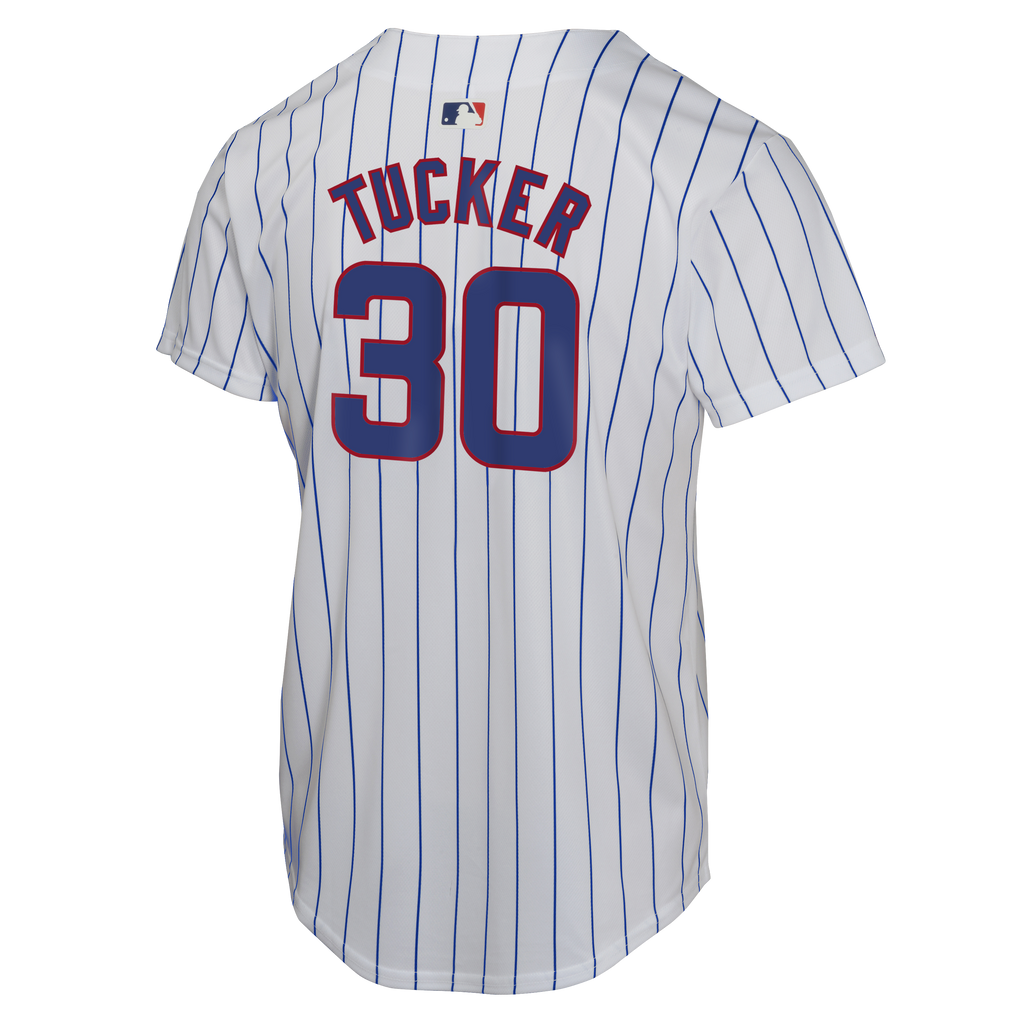 NIKE Youth Kyle Tucker Chicago Cubs White Home Replica Sublimated Twill Jersey