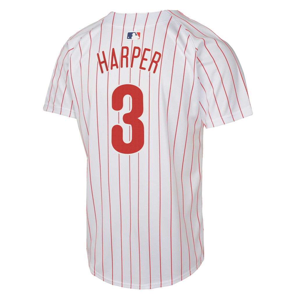 Youth Bryce Harper Philadelphia Phillies NIKE White Home Game Replica Jersey