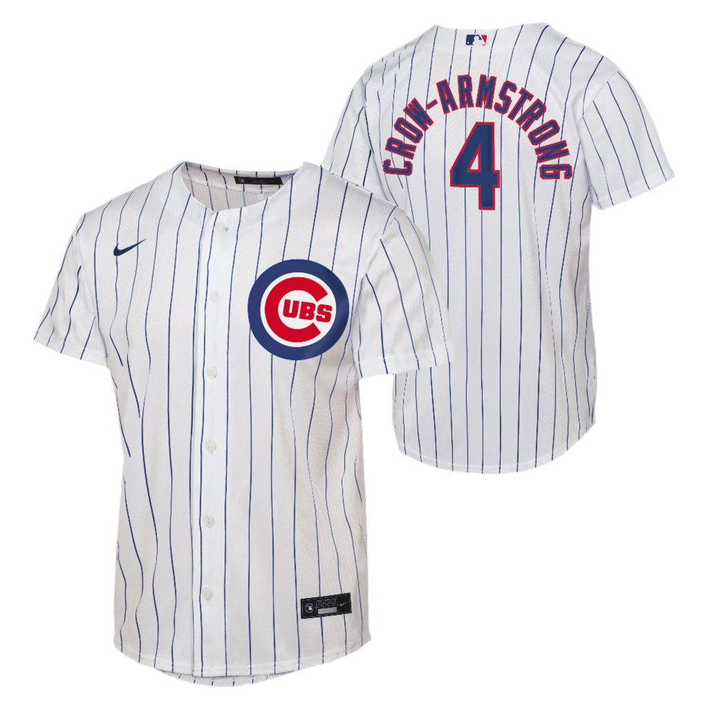 Youth Nike Pete Crow-Armstrong #4 Chicago Cubs White Home Baseline Replica Jersey