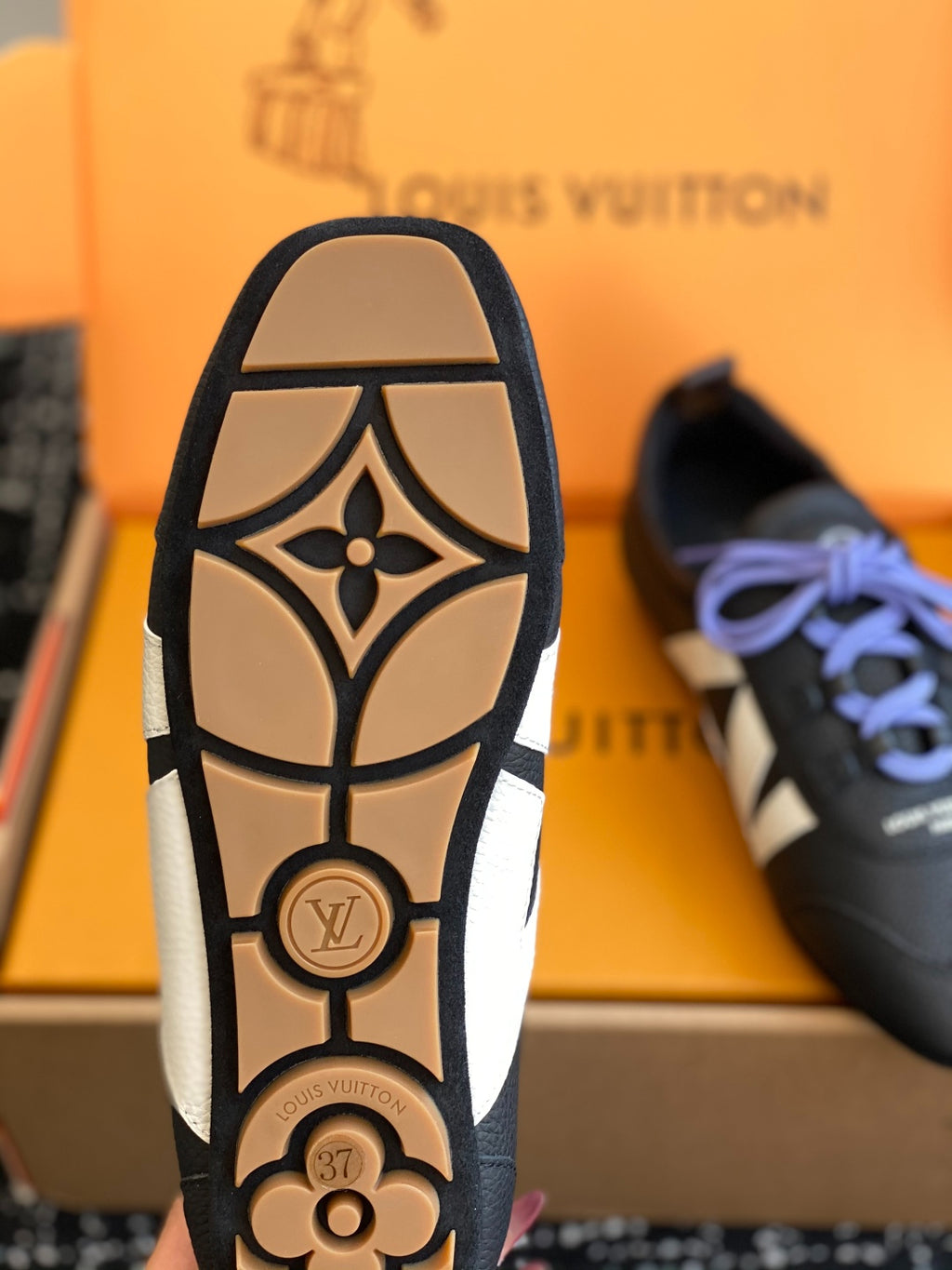 Louis Vuitton Recif Sneaker (Black/White with Purple Laces)