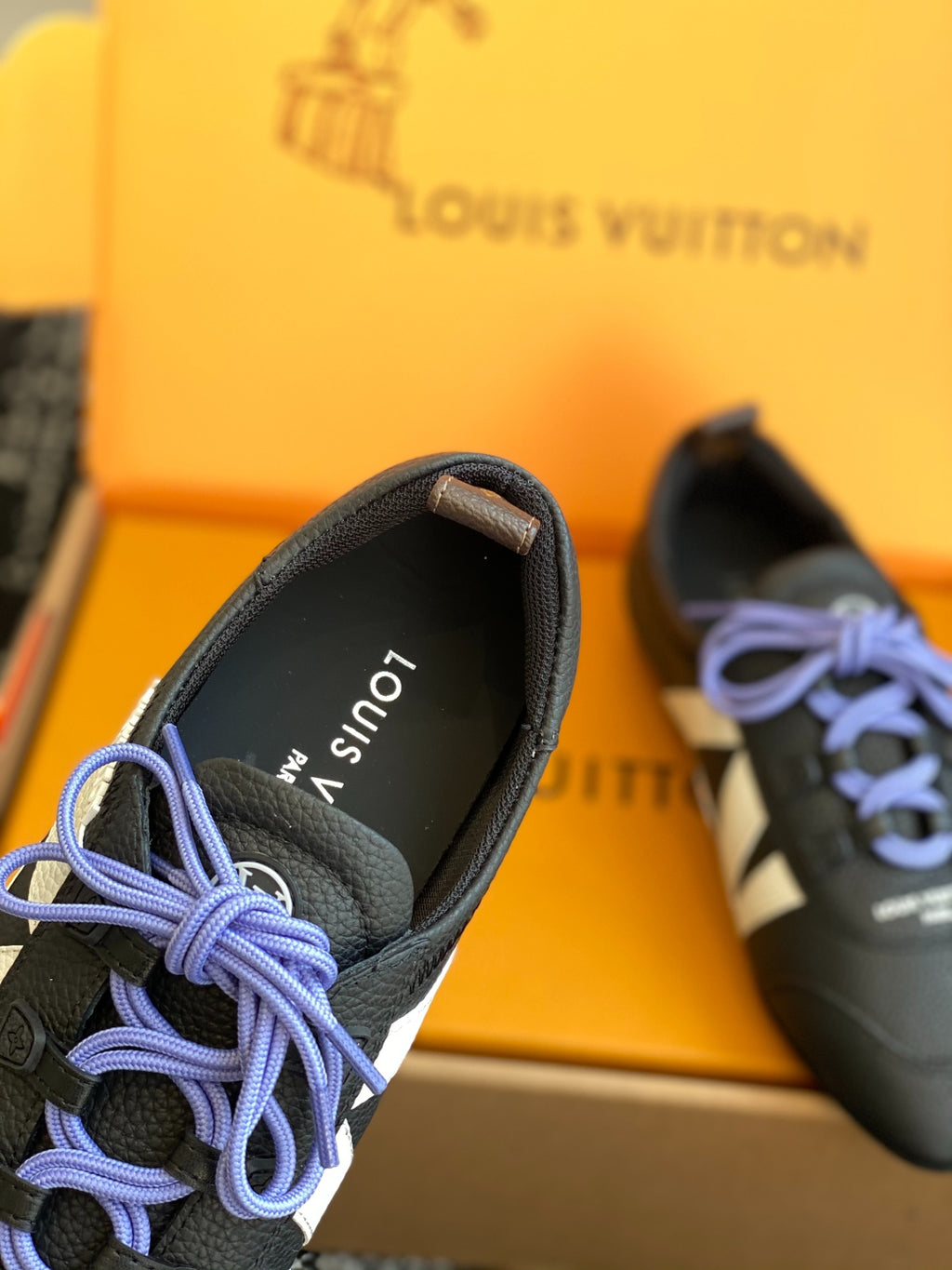 Louis Vuitton Recif Sneaker (Black/White with Purple Laces)