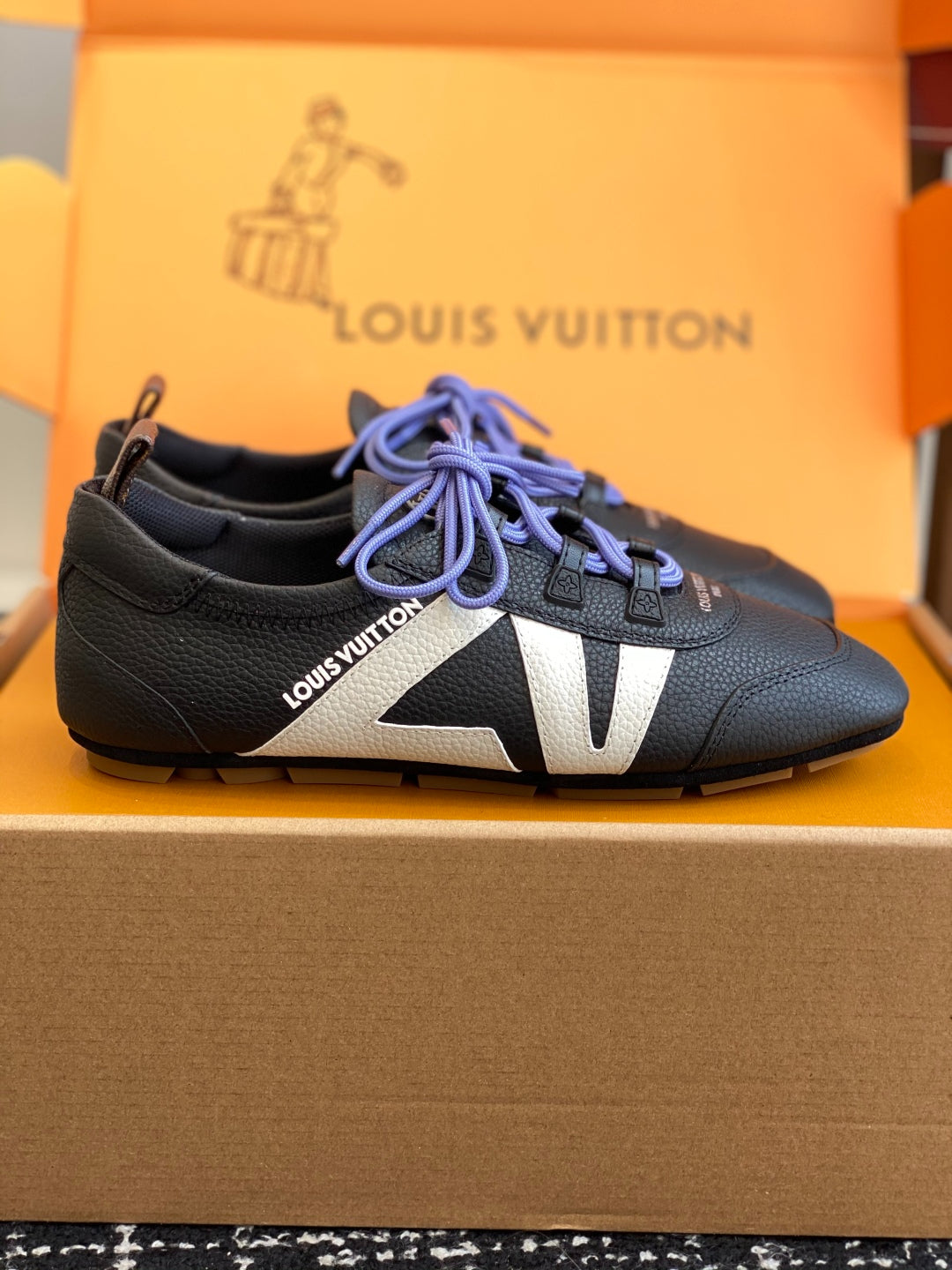 Louis Vuitton Recif Sneaker (Black/White with Purple Laces)