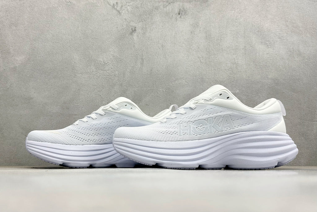 HOKA Bondi 8 Triple White Running Sneaker