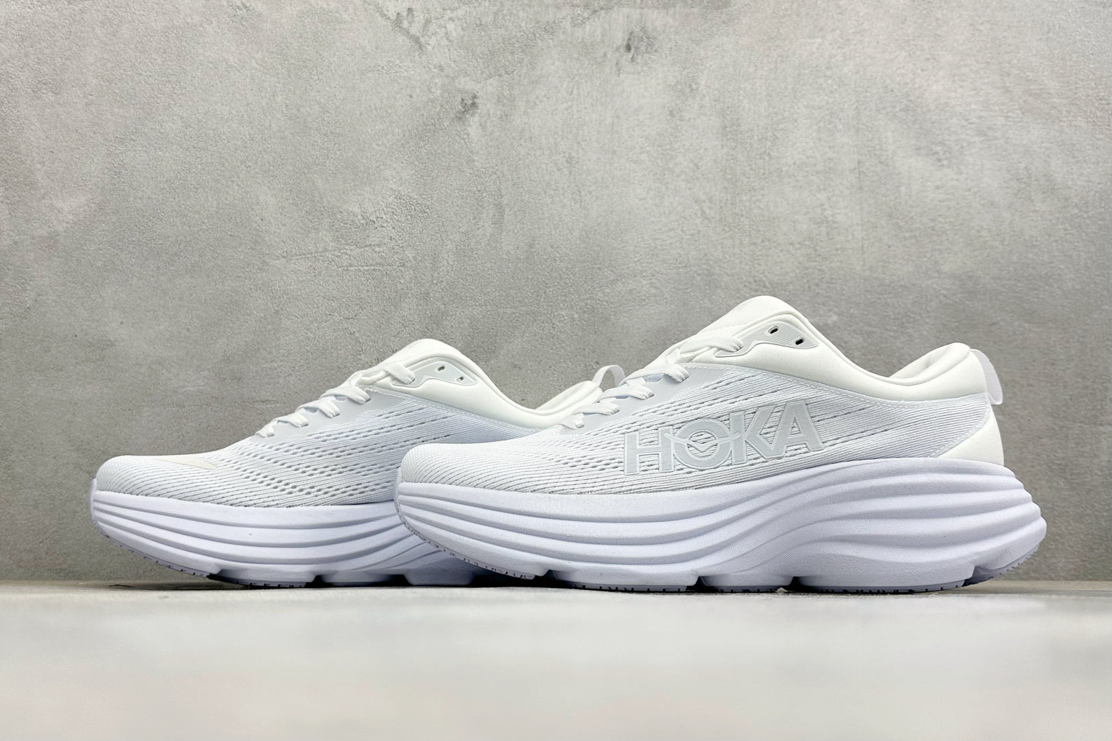 HOKA Bondi 8 Triple White Running Sneaker