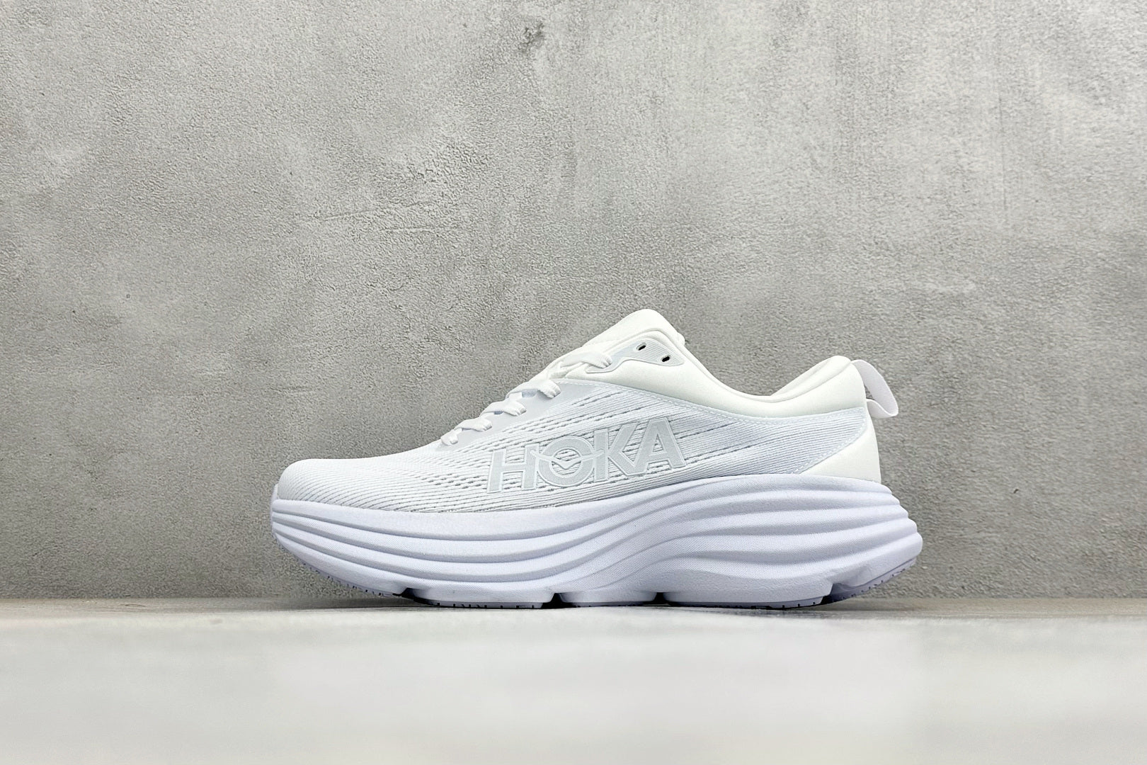 HOKA Bondi 8 Triple White Running Sneaker