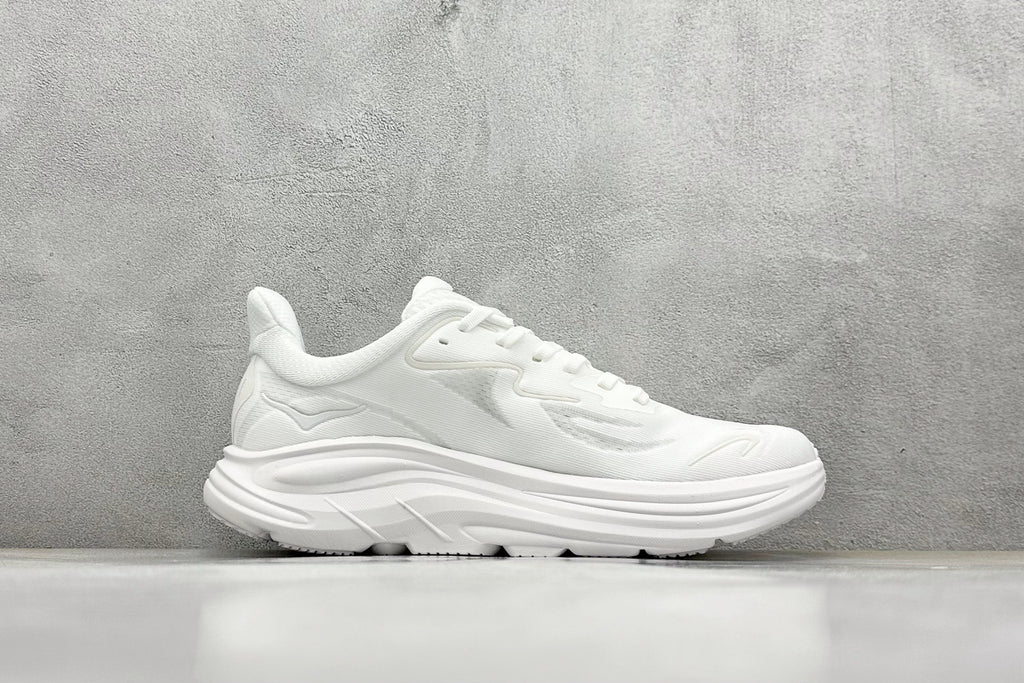 HOKA Clifton 10 Triple White Cushioned Road Running Sneakers