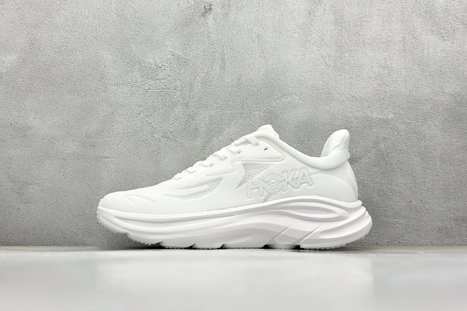 HOKA Clifton 10 Triple White Cushioned Road Running Sneakers