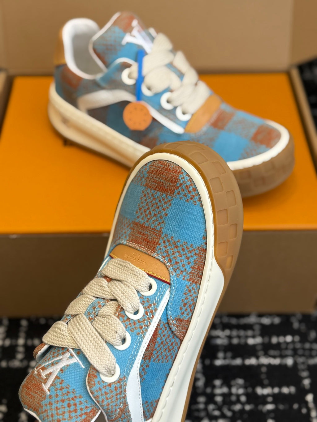 Louis Vuitton LV Tilted Sneaker (Blue & Terracotta Check)