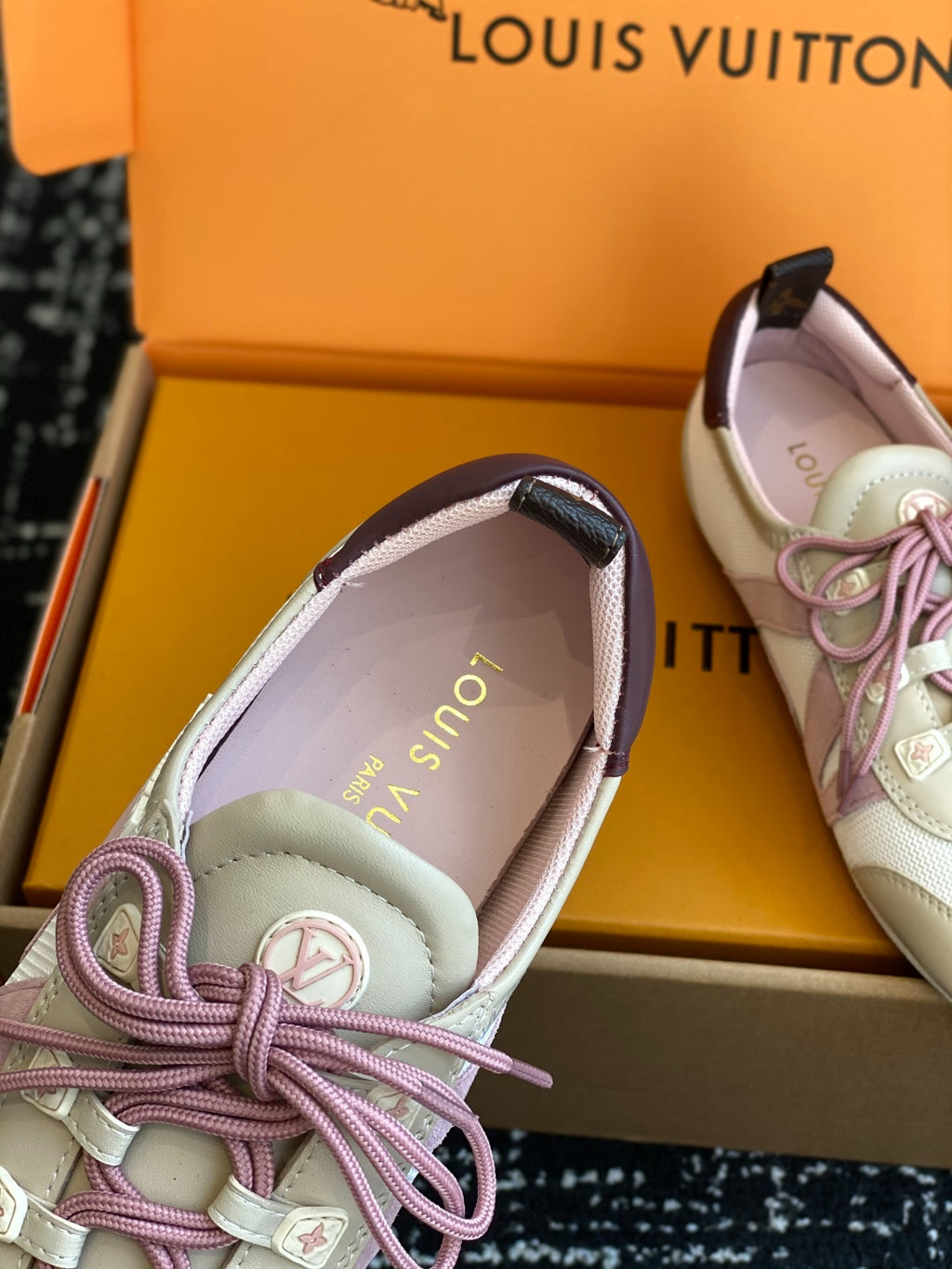 Louis Vuitton Recif Sneaker (Beige Mesh & Leather with Pink Accents)