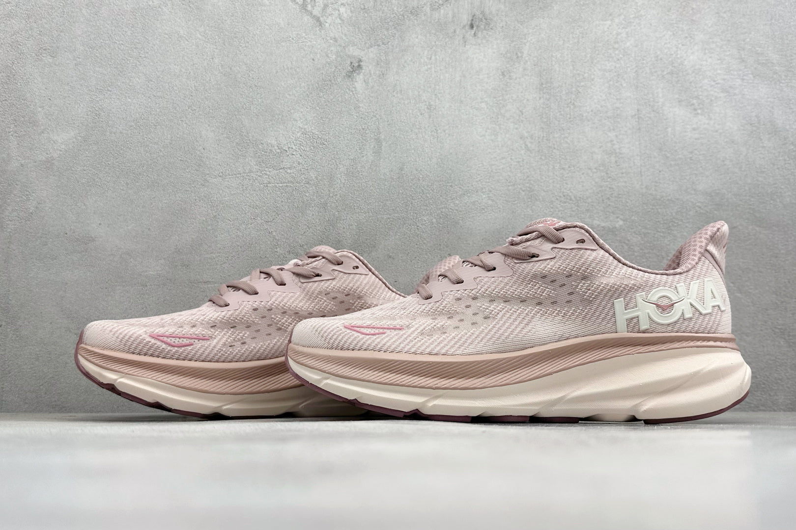 HOKA Clifton 9 Dusty Rose Pale Pink Daily Running Trainers