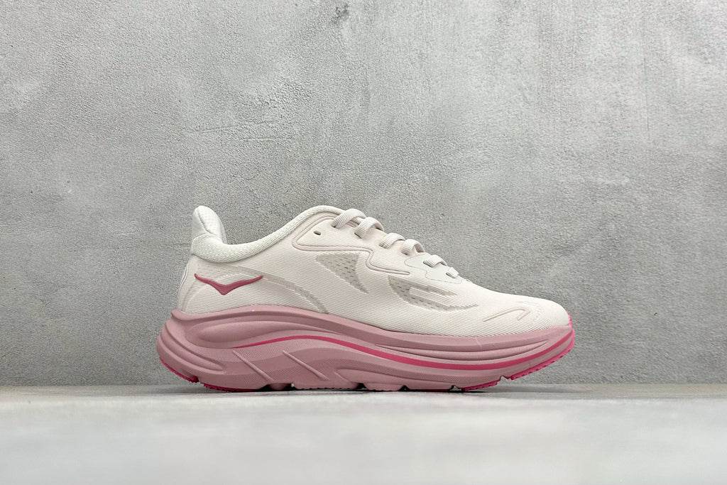 HOKA Clifton 10 Running Shoes Off White Blush Pink Cushioned Athletic Sneakers