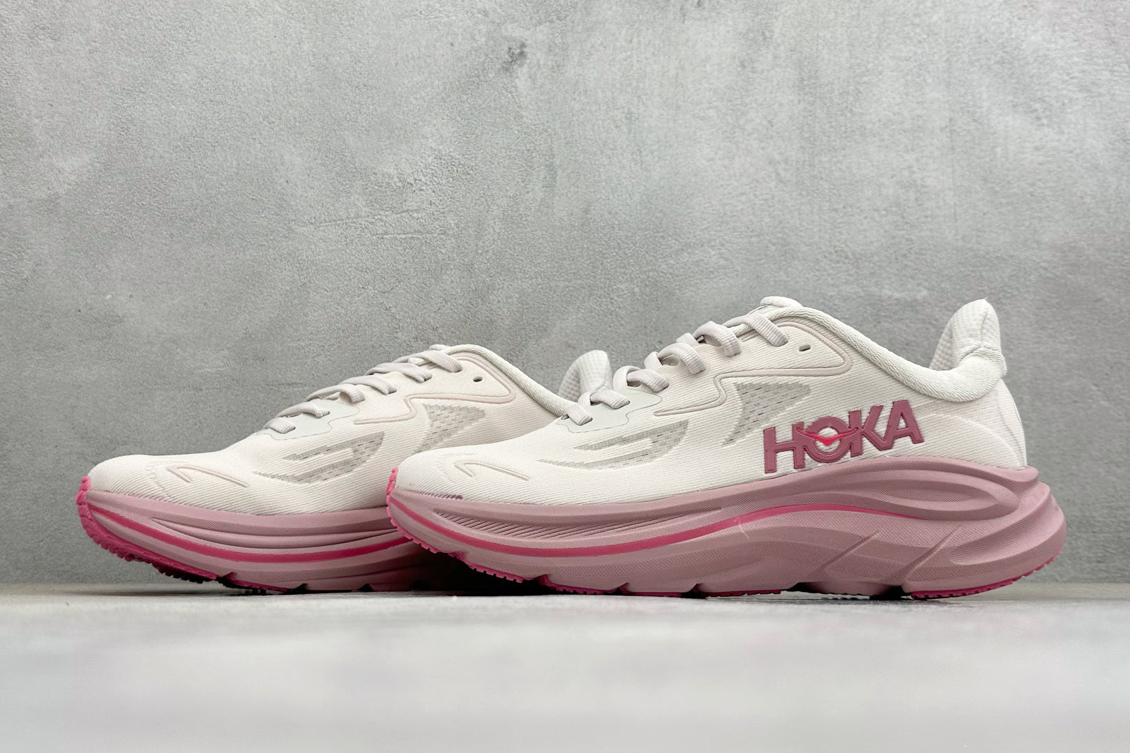HOKA Clifton 10 Running Shoes Off White Blush Pink Cushioned Athletic Sneakers