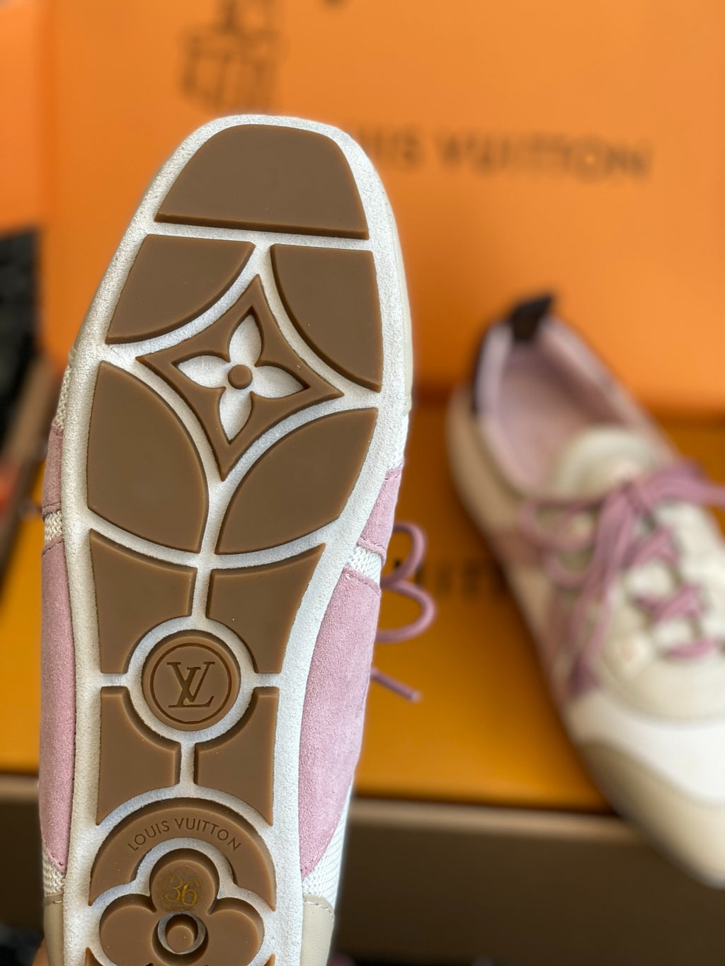 Louis Vuitton Recif Sneaker (Beige Mesh & Leather with Pink Accents)