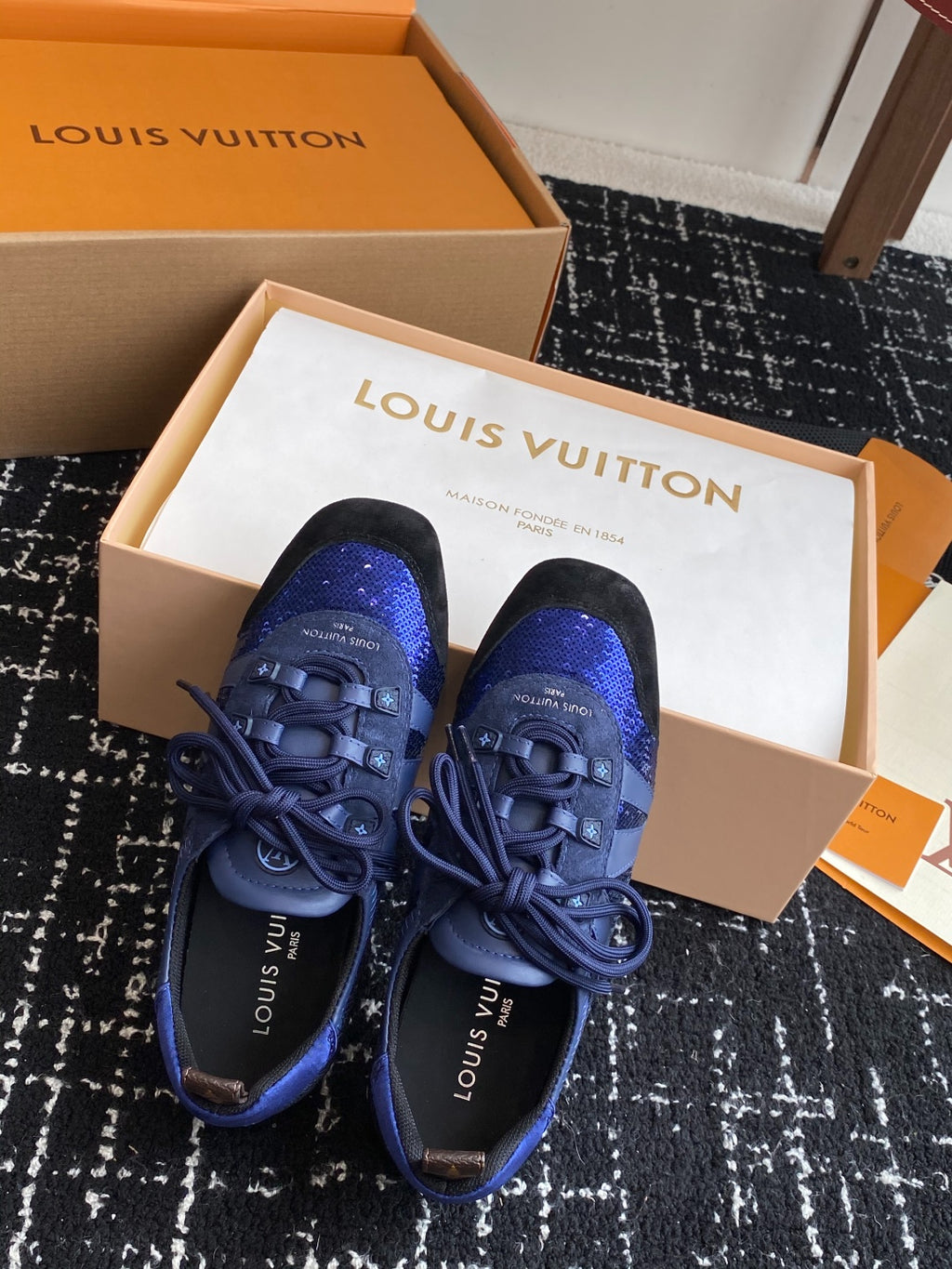 Louis Vuitton Recif Sneaker (Blue Sequin/Leather)