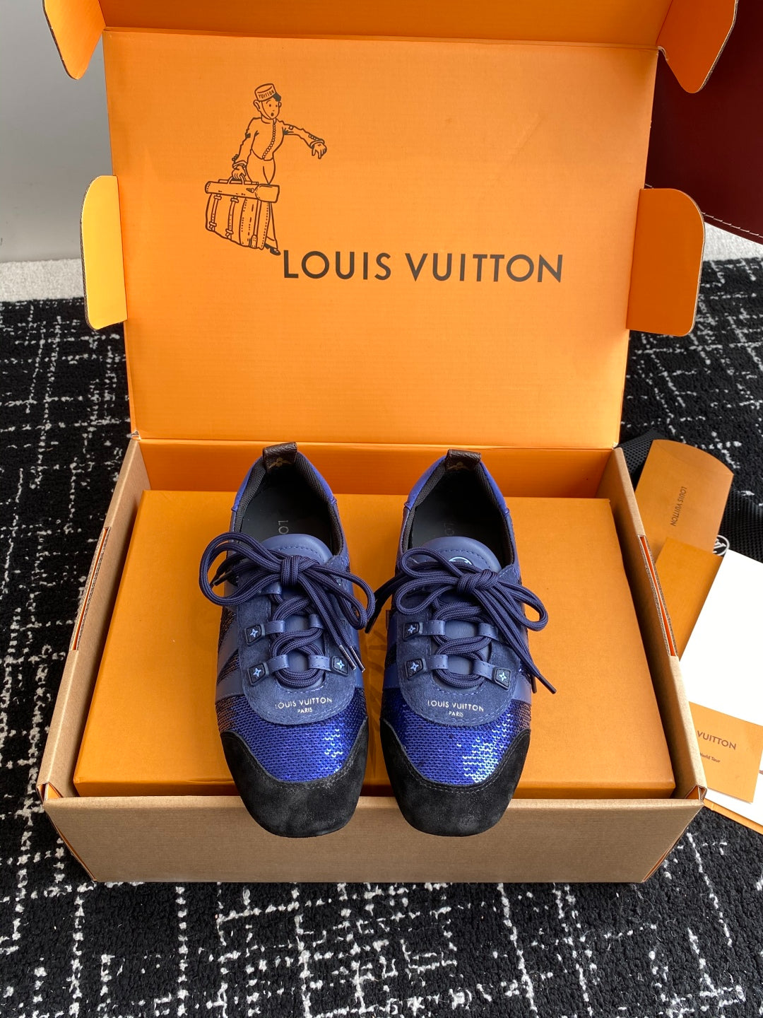 Louis Vuitton Recif Sneaker (Blue Sequin/Leather)