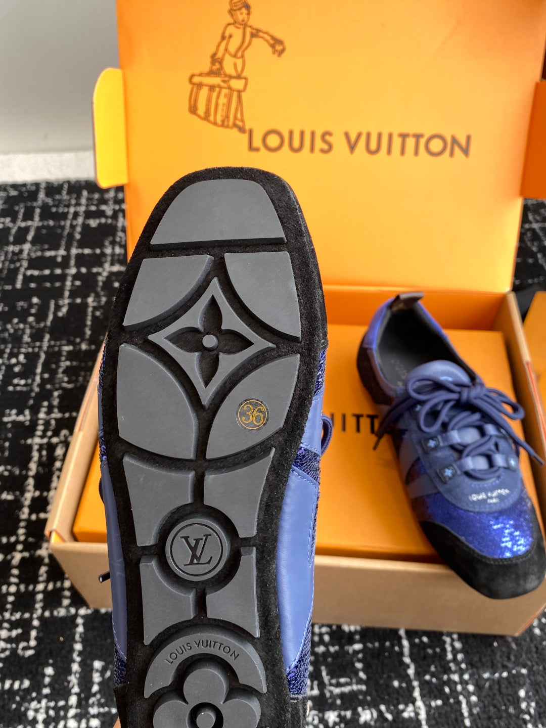 Louis Vuitton Recif Sneaker (Blue Sequin/Leather)