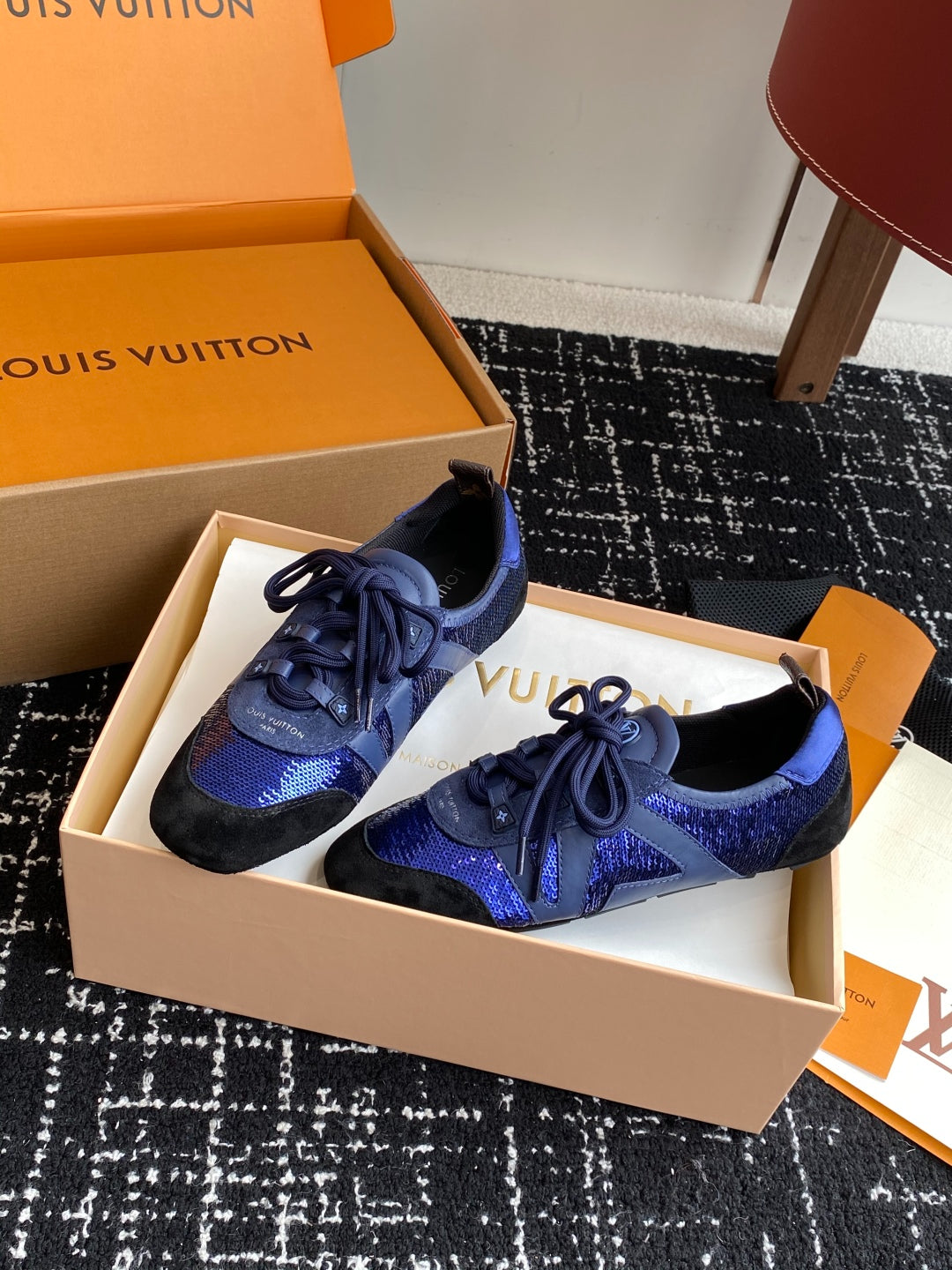 Louis Vuitton Recif Sneaker (Blue Sequin/Leather)