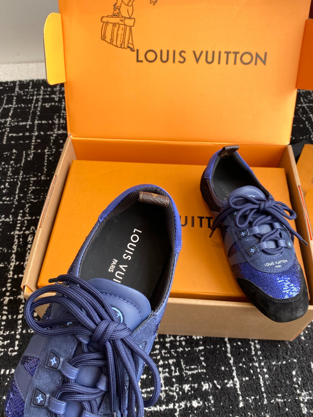 Louis Vuitton Recif Sneaker (Blue Sequin/Leather)