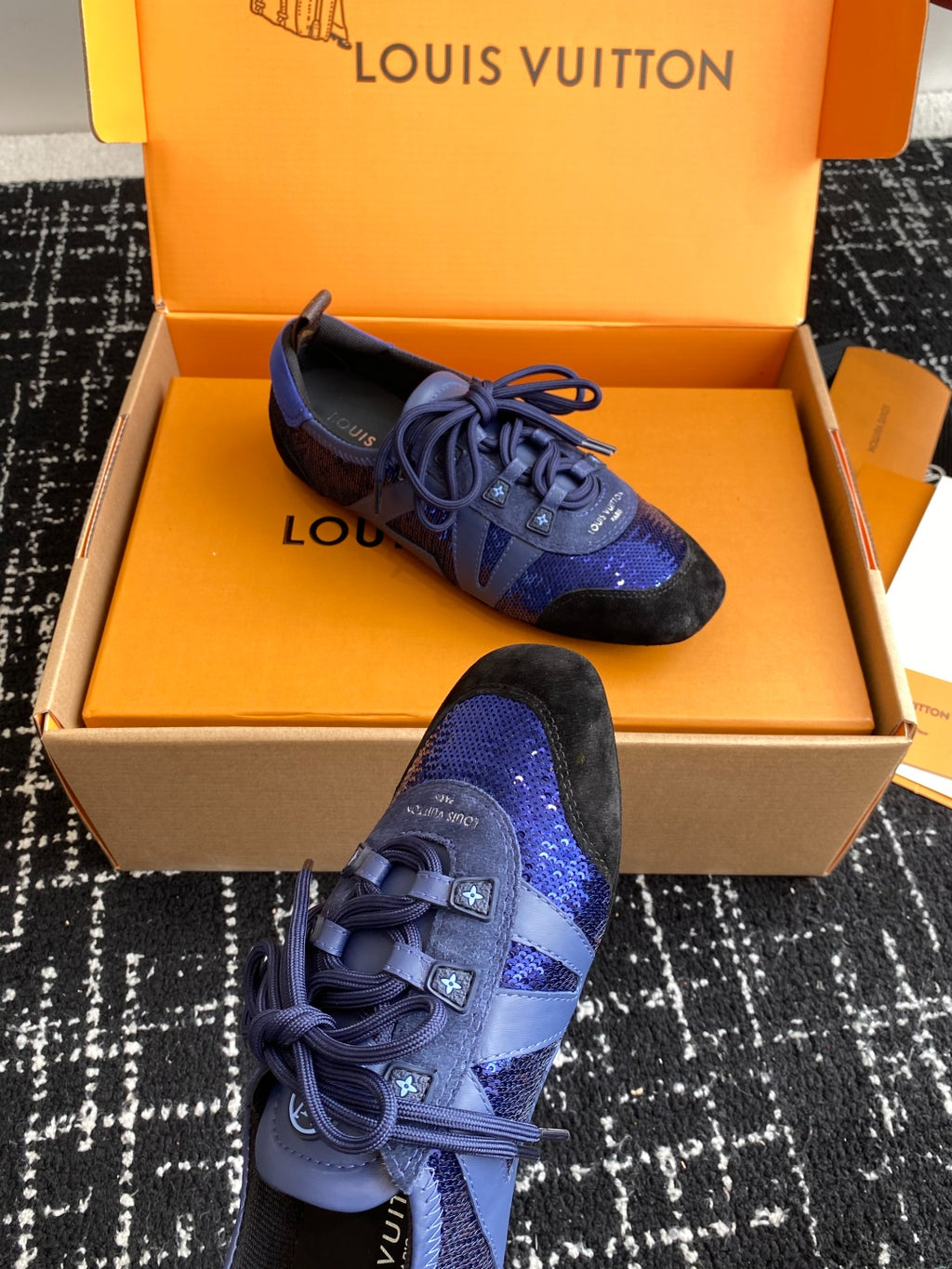 Louis Vuitton Recif Sneaker (Blue Sequin/Leather)
