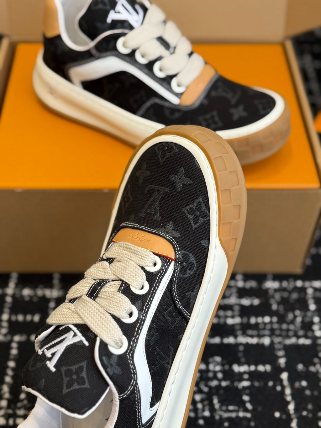 Louis Vuitton LV Tilted Sneaker (Black Monogram Canvas)