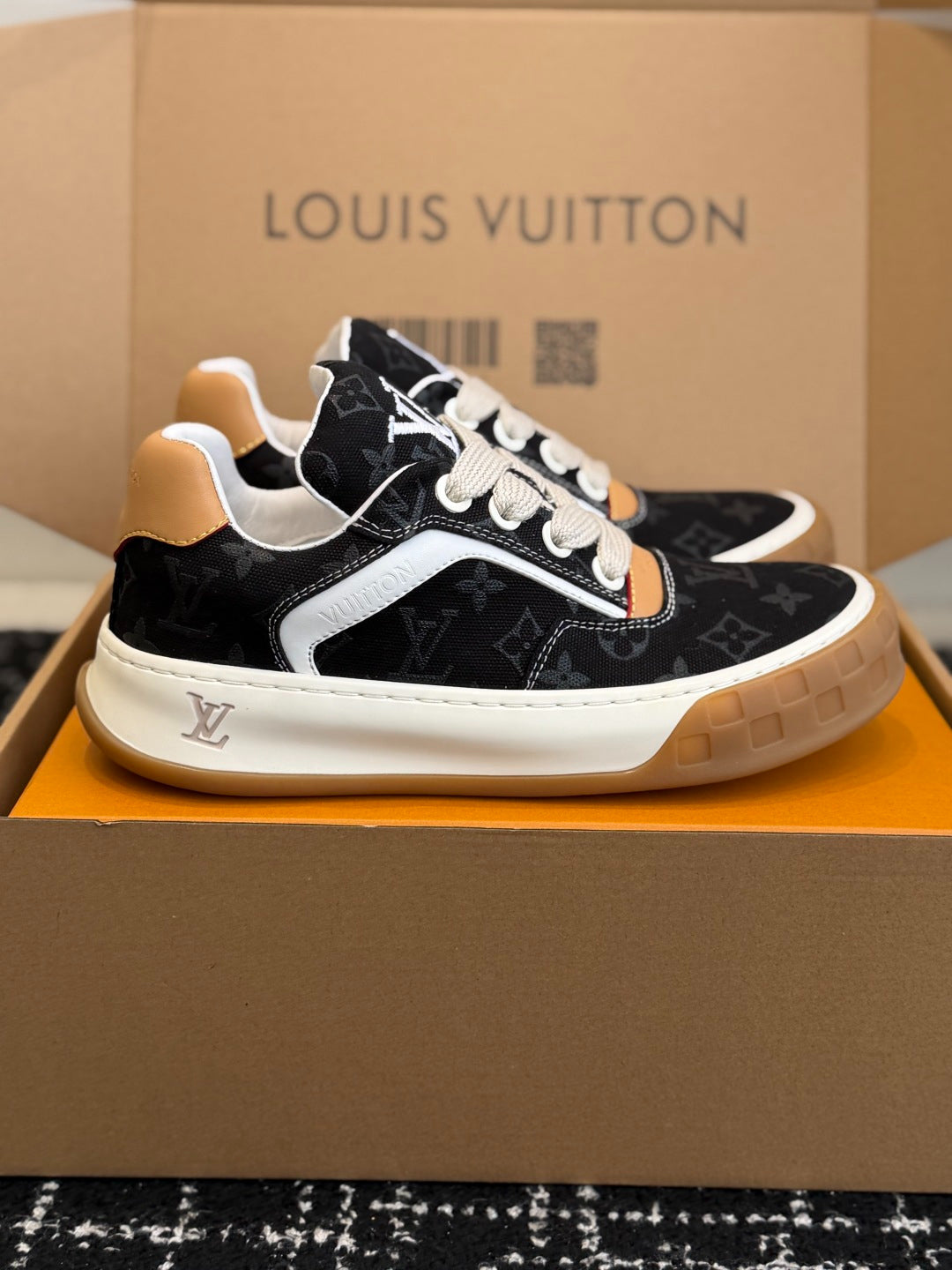 Louis Vuitton LV Tilted Sneaker (Black Monogram Canvas)