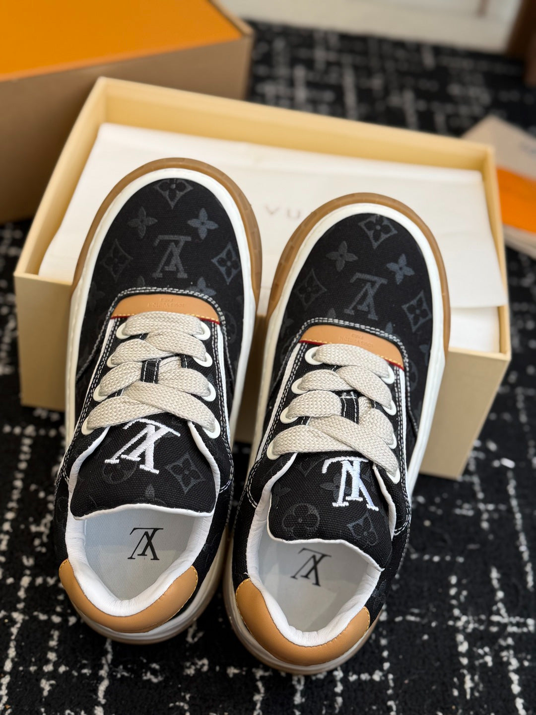 Louis Vuitton LV Tilted Sneaker (Black Monogram Canvas)