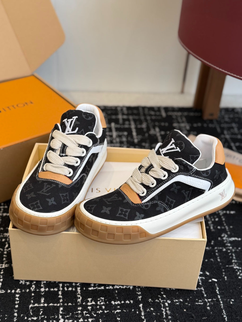 Louis Vuitton LV Tilted Sneaker (Black Monogram Canvas)