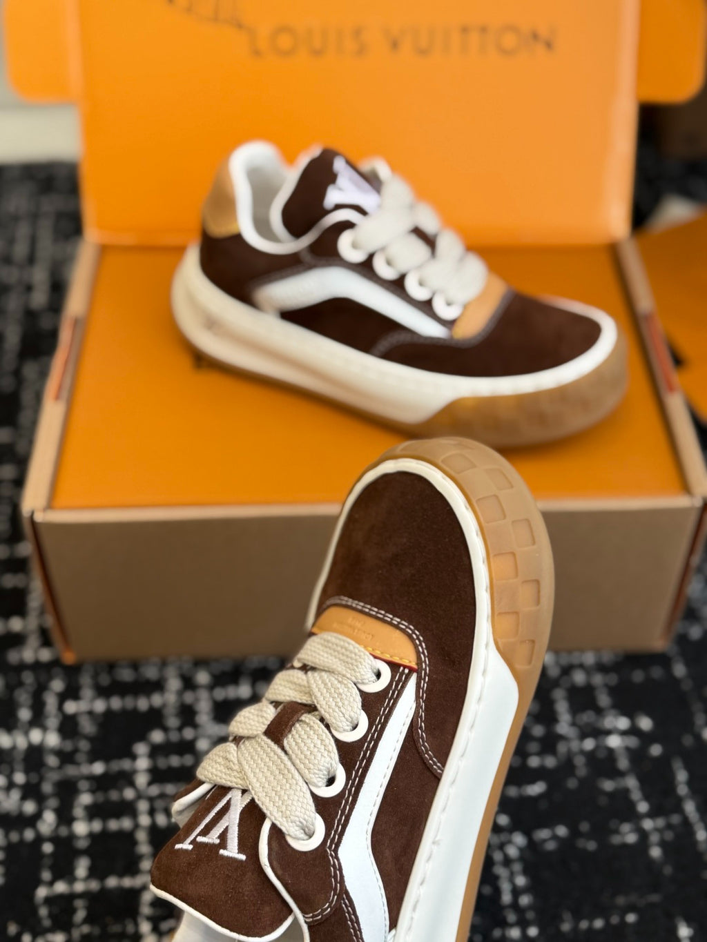 Louis Vuitton LV Tilted Sneaker (Dark Brown Suede)