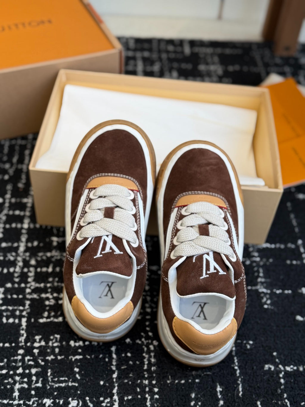 Louis Vuitton LV Tilted Sneaker (Dark Brown Suede)
