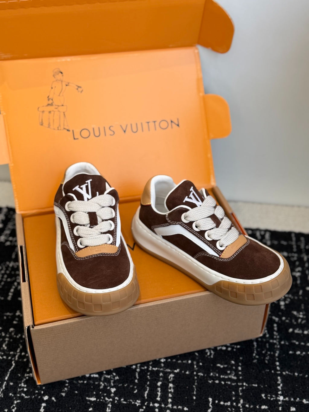Louis Vuitton LV Tilted Sneaker (Dark Brown Suede)