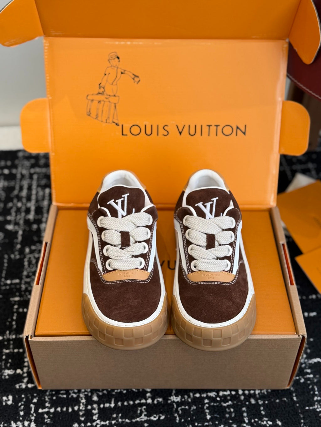 Louis Vuitton LV Tilted Sneaker (Dark Brown Suede)
