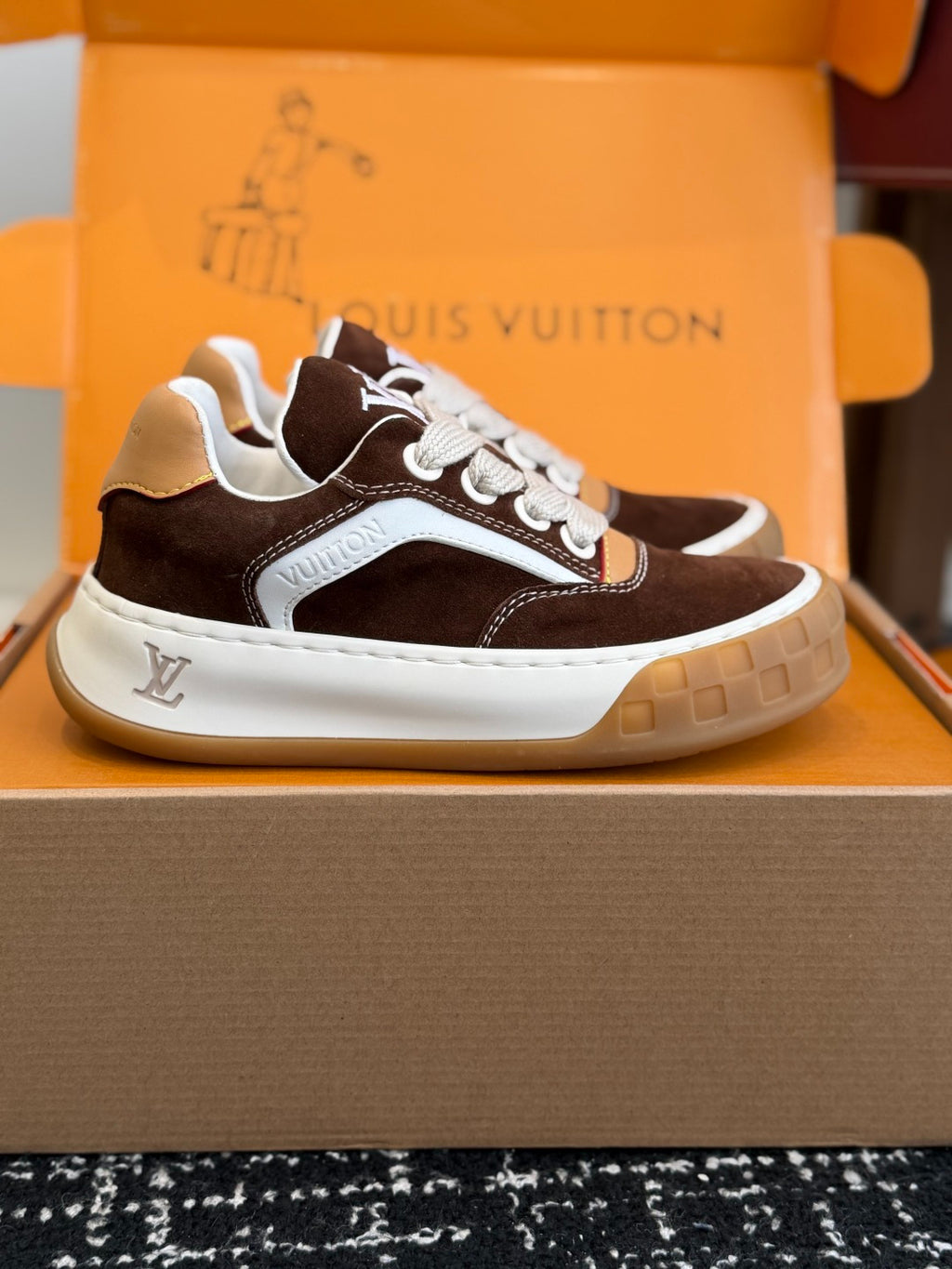 Louis Vuitton LV Tilted Sneaker (Dark Brown Suede)
