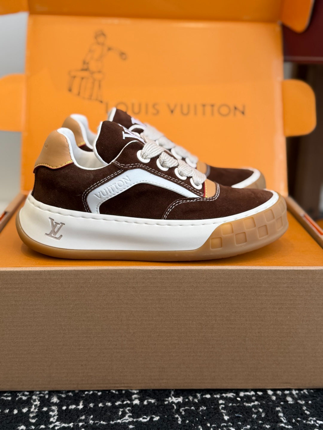 Louis Vuitton LV Tilted Sneaker (Dark Brown Suede)