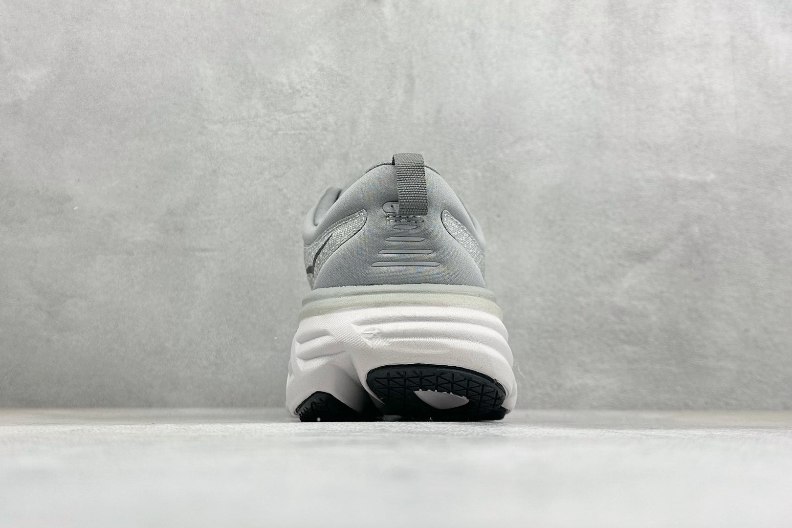 HOKA Bondi 8 White Grey Black Logo Running Sneaker
