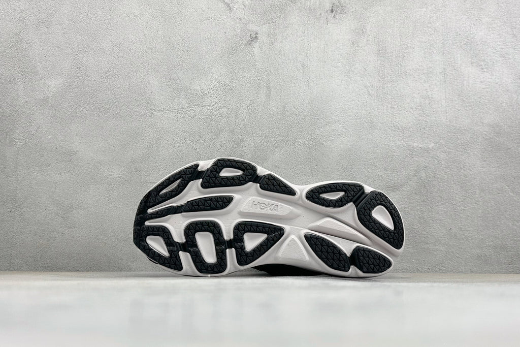 HOKA Bondi 8 White Grey Black Logo Running Sneaker