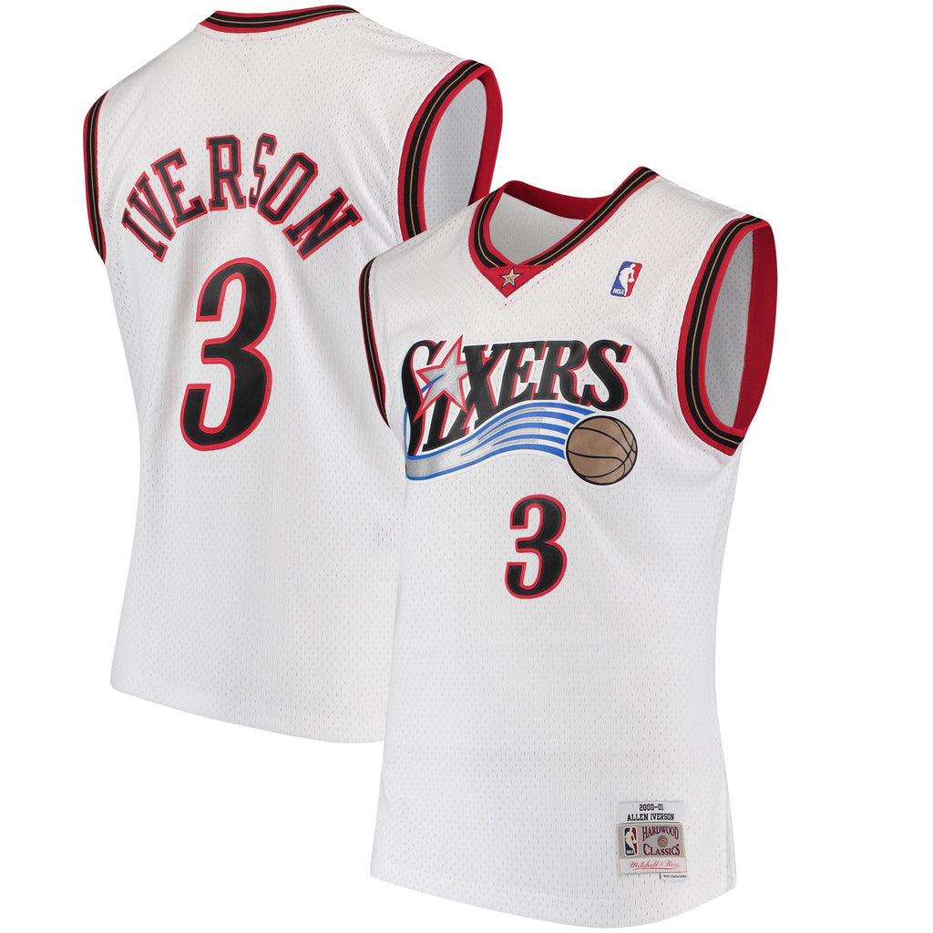 Men's Allen Iverson Philadelphia 76ers 2000-2001 Swingman White Replica Jersey By Mitchell & Ness