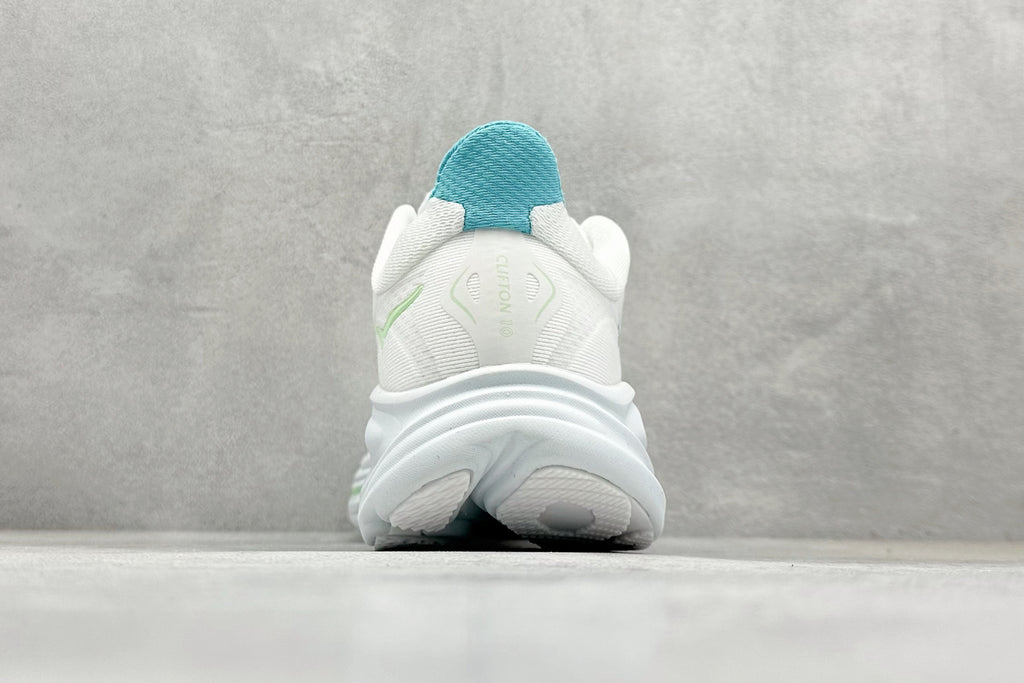 HOKA Clifton 10 Cushioned Road Running Sneakers White Teal