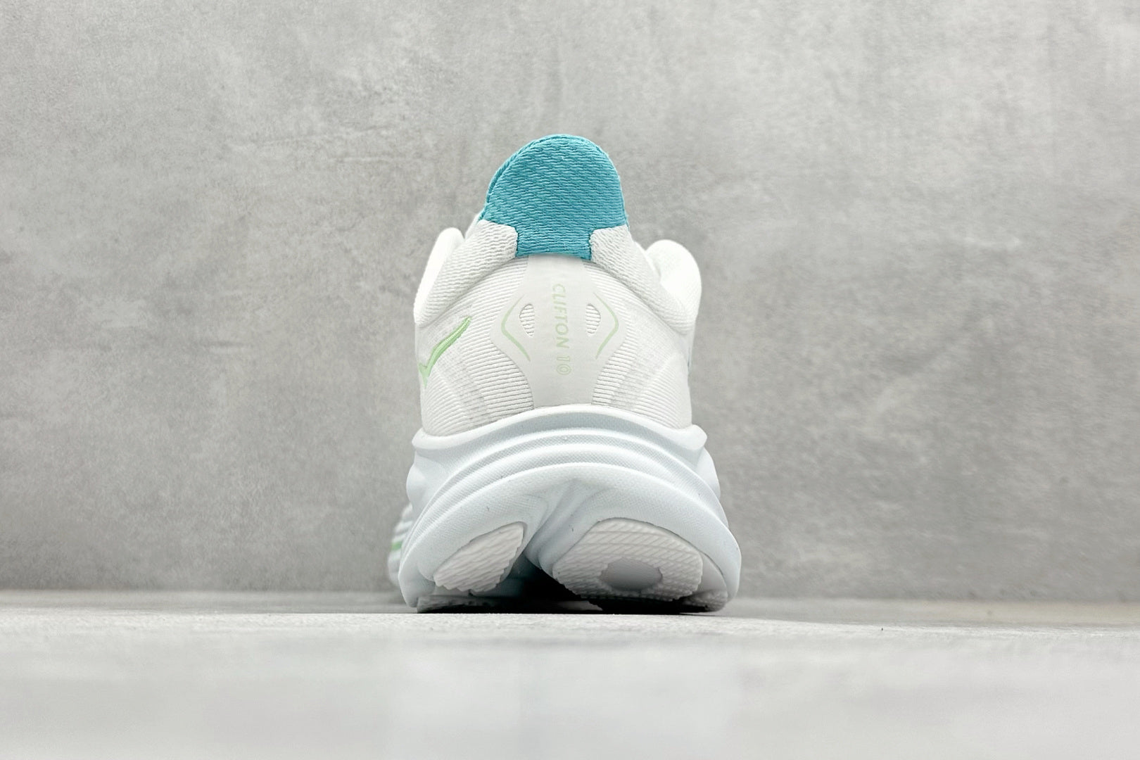 HOKA Clifton 10 Cushioned Road Running Sneakers White Teal