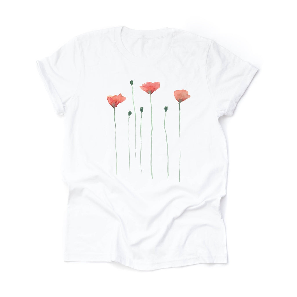 Watercolor Poppy Flowers Bella + Canvas T-Shirt