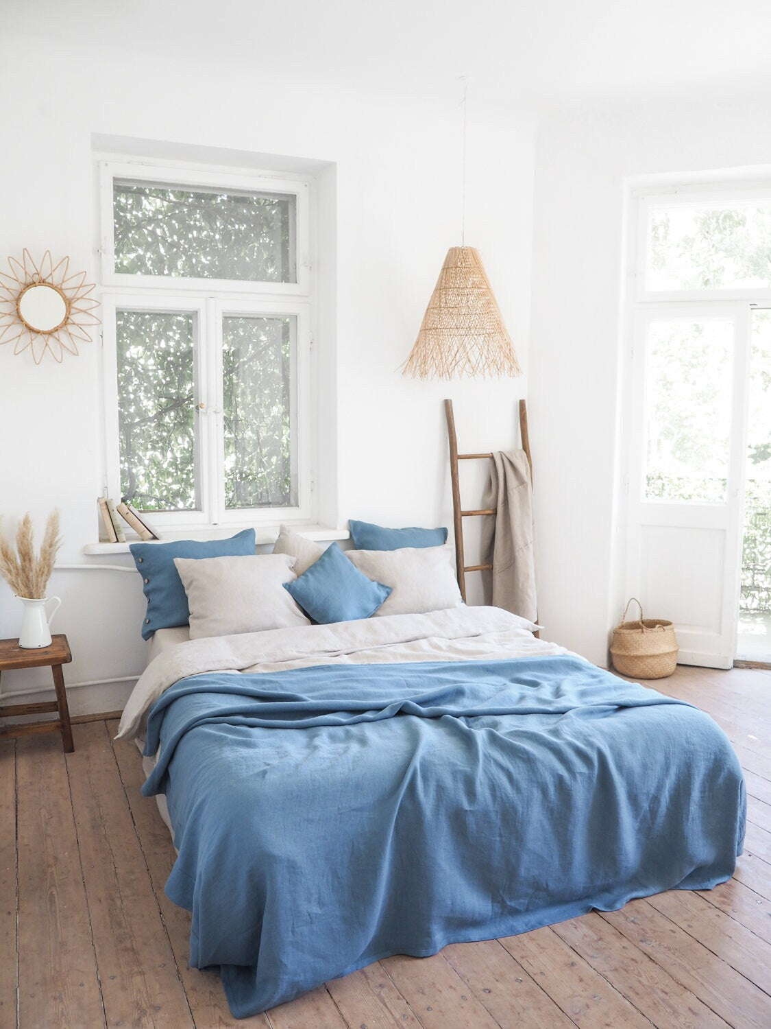 Dusty blue LINEN BLANKET | custom size